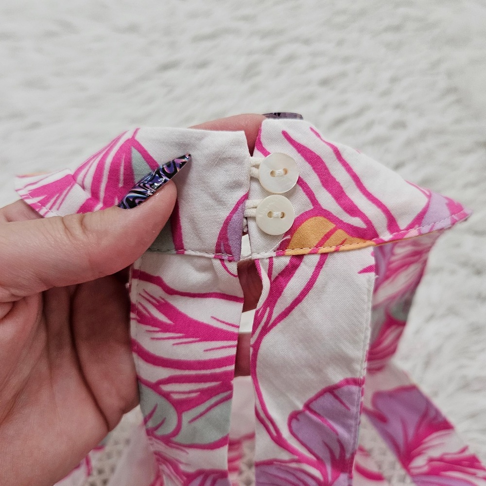Abel the Label Pink Tropical Beachy Floral Halter Smocked Waist Maxi Dress Sz M - Picture 4 of 8